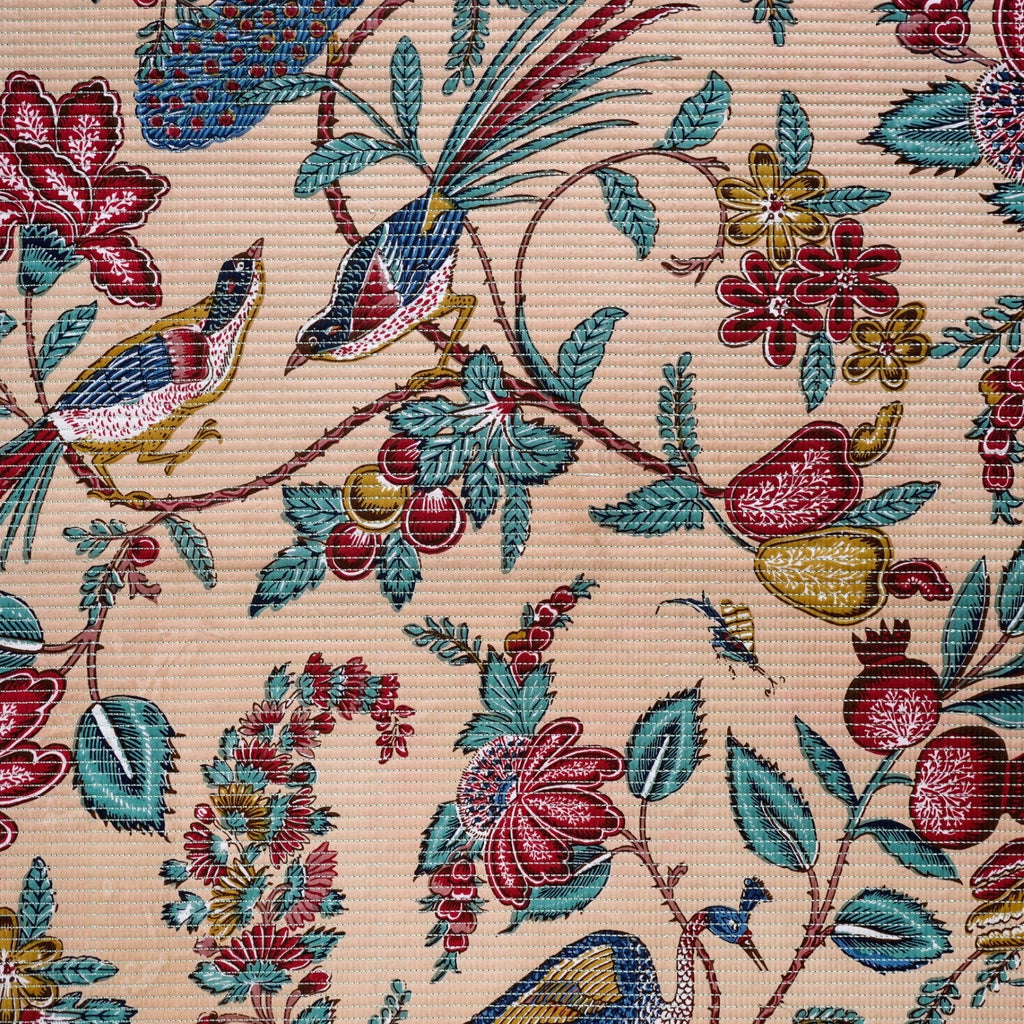 Birdsong Symphony Quilted Bedcover Peach 254x216cm Nestasia