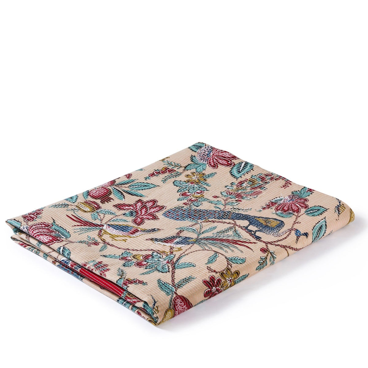 Birdsong Symphony Quilted Bedcover Peach 254x216cm Nestasia