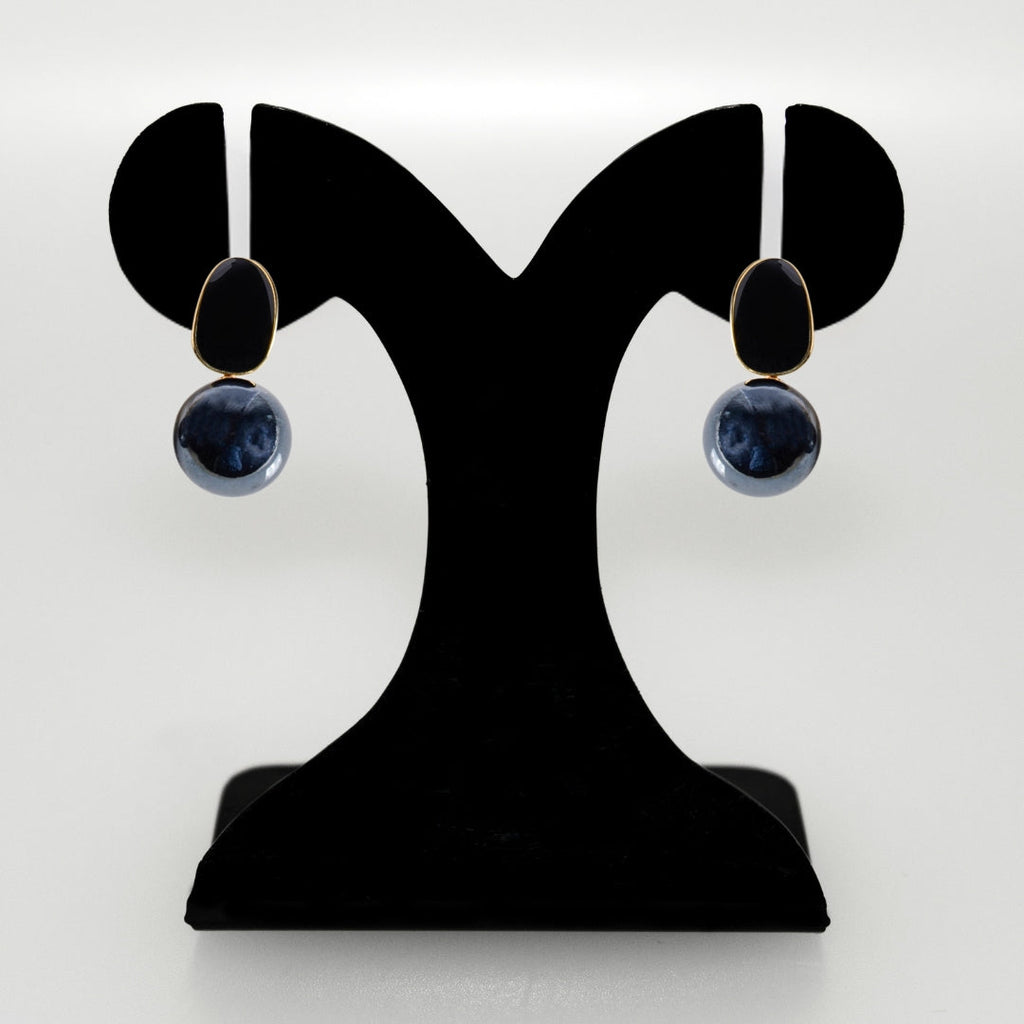 Black And Grey Contemporary Pearl Earrings Nestasia