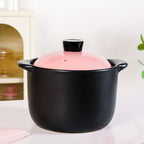 Flamora Big Ceramic Pot With Lid Pink Black 6000ml Nestasia