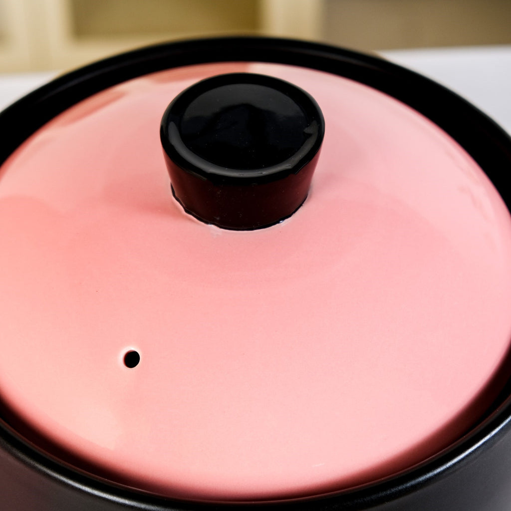 Flamora Big Ceramic Pot With Lid Pink Black 6000ml Nestasia