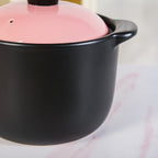 Flamora Big Ceramic Pot With Lid Pink Black 6000ml Nestasia