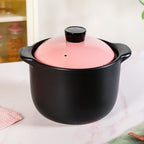 Flamora Big Ceramic Pot With Lid Pink Black 6000ml Nestasia
