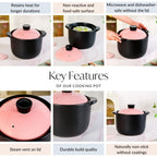 Flamora Big Ceramic Pot With Lid Pink Black 6000ml Nestasia