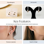 Black And White Crisscross Hoop Earrings Nestasia