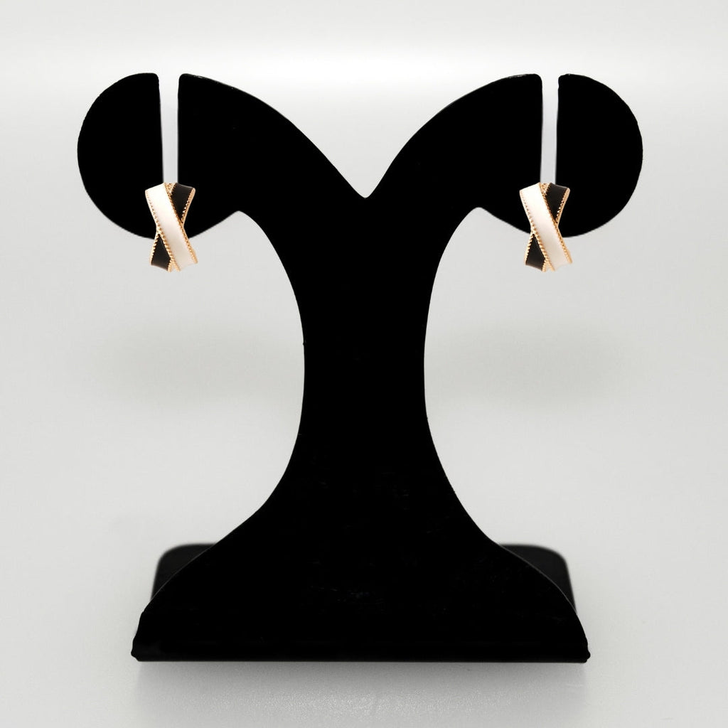 Black And White Crisscross Hoop Earrings Nestasia