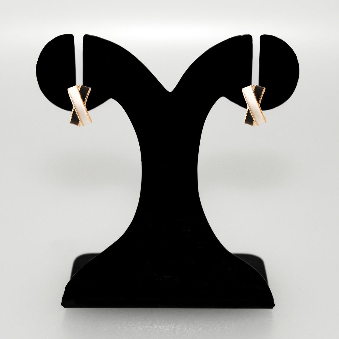 Black And White Crisscross Hoop Earrings Nestasia