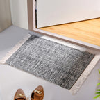 Black And White Tweed Cotton Anti Slip Floor Mat 96x53cm Nestasia
