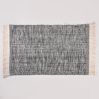 Black And White Tweed Cotton Anti Slip Floor Mat 96x53cm Nestasia