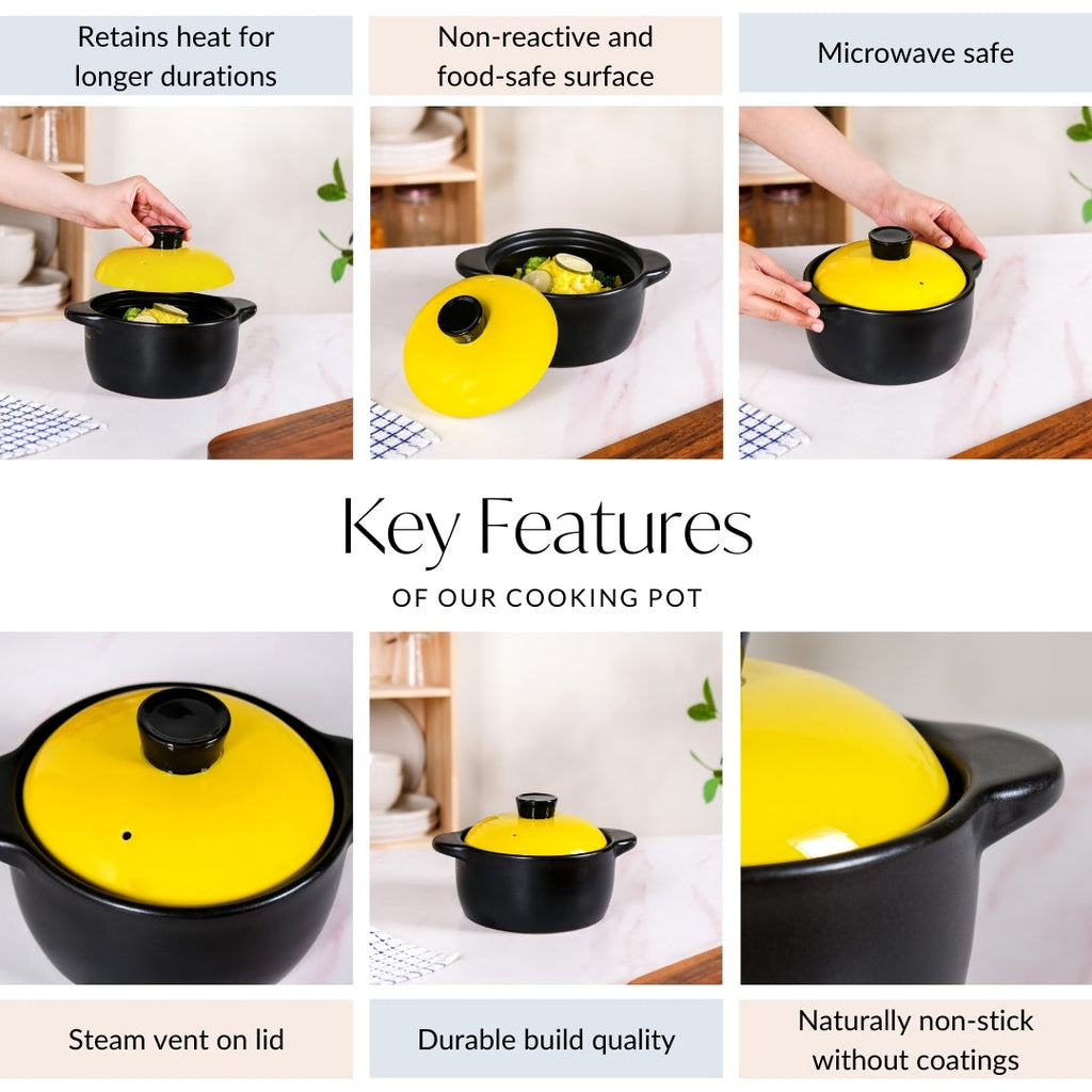 Limonelle Ceramic Cooking Pot With Lid 1200ml Nestasia