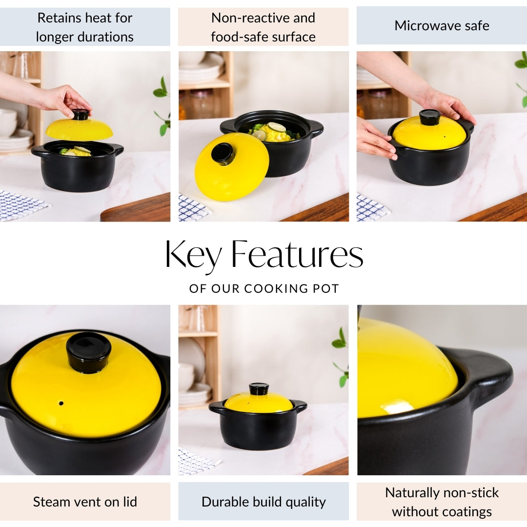 Limonelle Ceramic Cooking Pot With Lid 1200ml Nestasia
