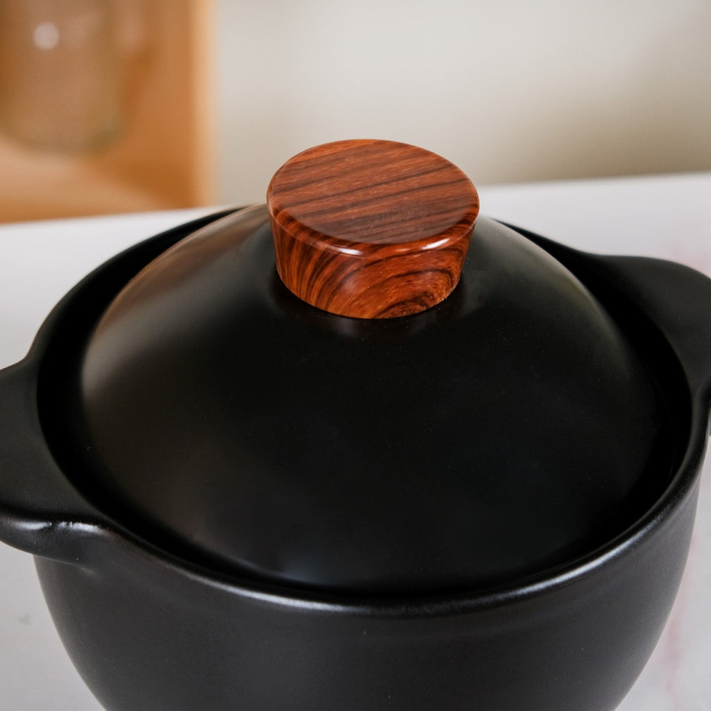 Maison Black Ceramic Clay Pot For Cooking 2200ml Nestasia