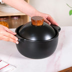Maison Black Ceramic Clay Pot For Cooking 2200ml Nestasia