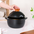 Maison Black Ceramic Clay Pot For Cooking 2200ml Nestasia