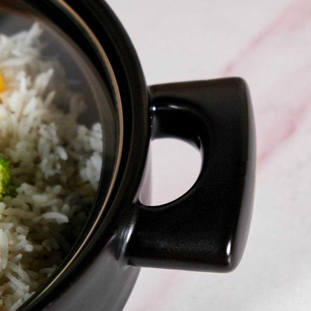 Classic Black Korean Ceramic Cooking Pot 2000ml Nestasia