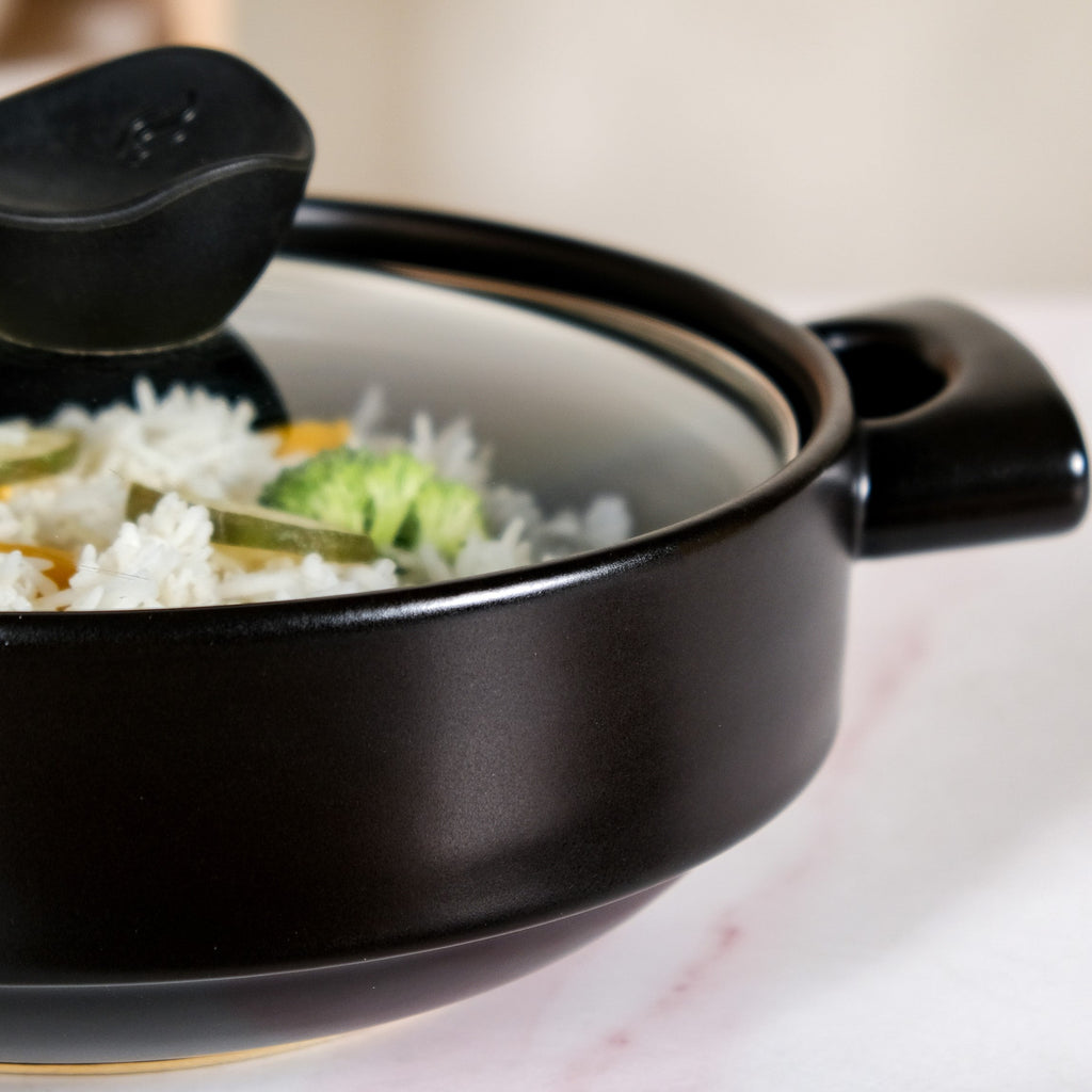 Classic Black Korean Ceramic Cooking Pot 2000ml Nestasia