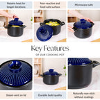 Lumea Ceramic Cooking Pot With Deep Blue Lid 2600ml Nestasia
