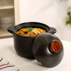 Maison Black Ceramic Cooking Pot With Lid 3700ml Nestasia