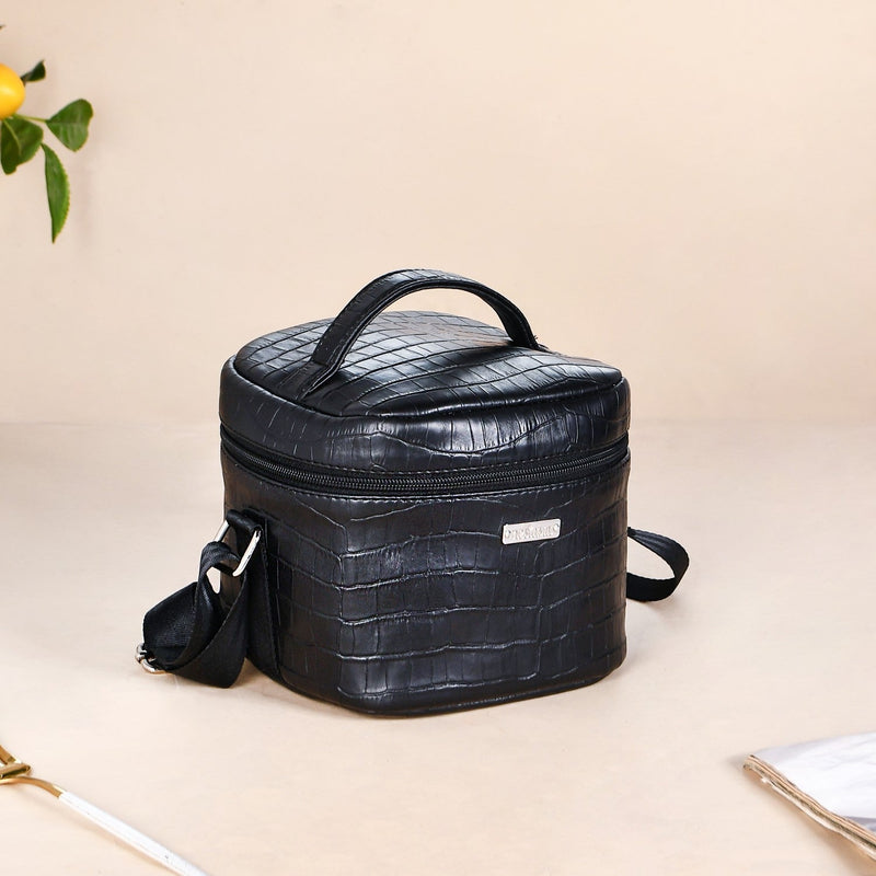 Black Croco Lunch Bag With Insulation Nestasia