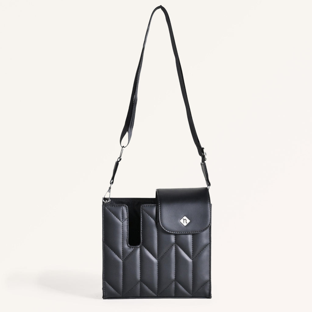 Black Crossbody Bag For Bottles Nestasia