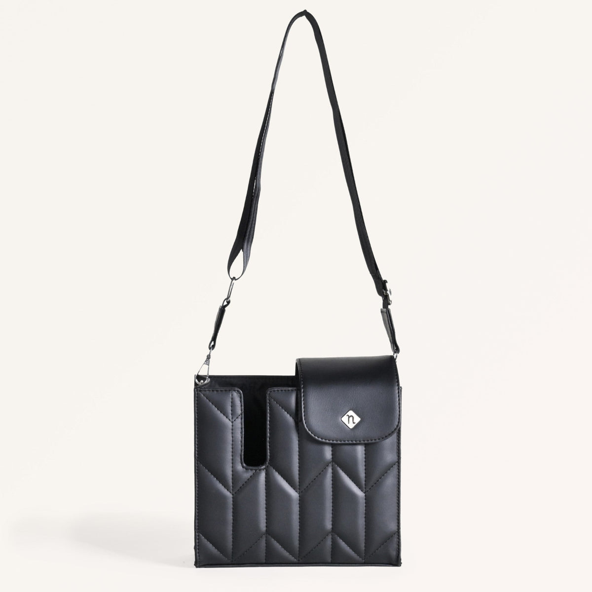 Black Crossbody Bag For Bottles Nestasia