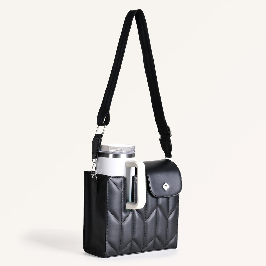 Black Crossbody Bag For Bottles Nestasia