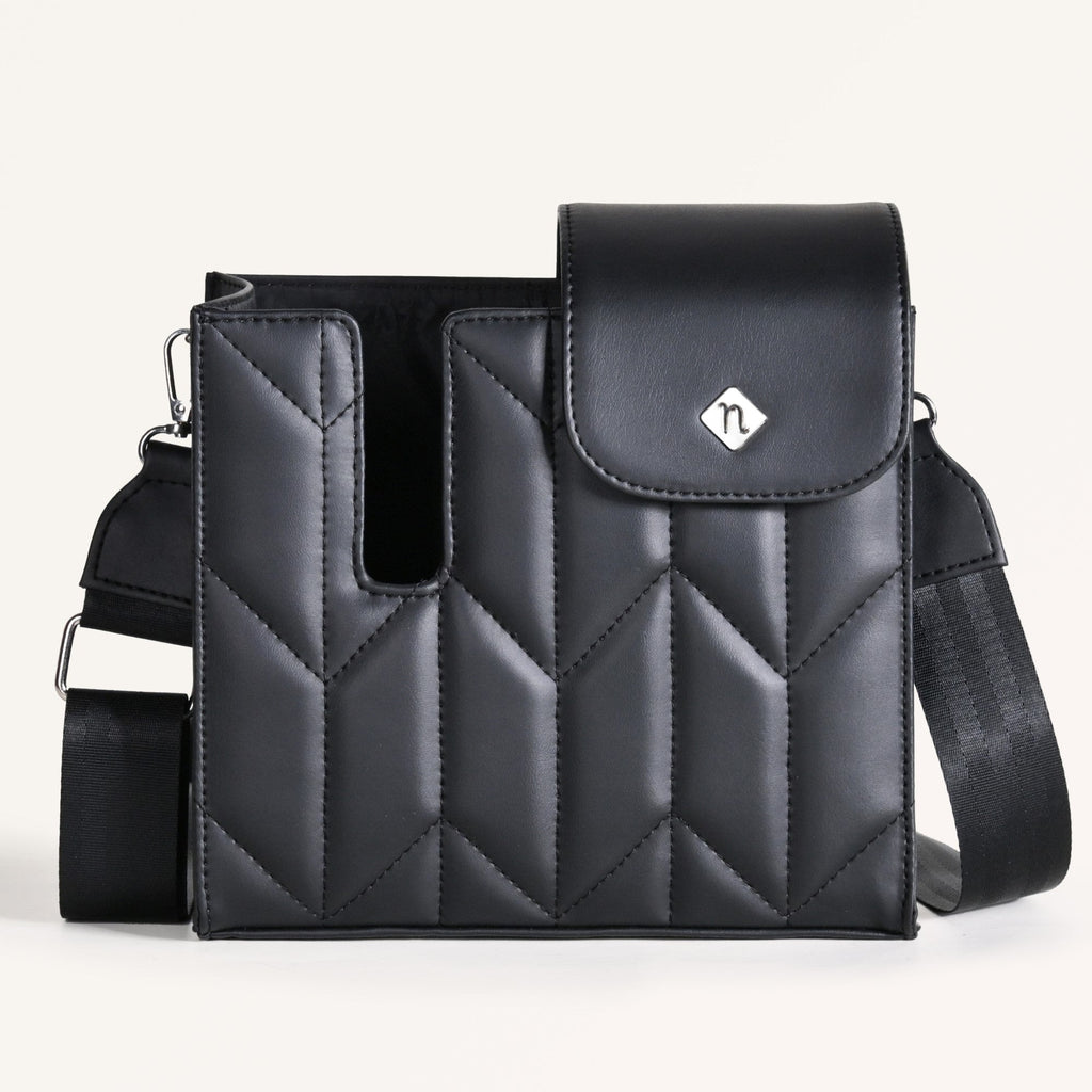 Black Crossbody Bag For Bottles Nestasia