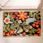 Black Floral Coir Mat 36x24 Inch Nestasia