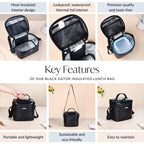 Classic Luxury Insulated Lunch Bag Black Nestasia