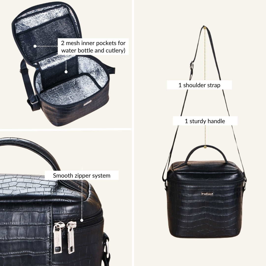 Classic Luxury Insulated Lunch Bag Black Nestasia