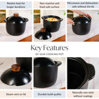 Maison Black Glazed Cooking Pot With Lid 5800ml Nestasia
