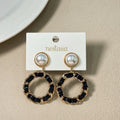 Black On Gold Dangling Earrings Nestasia