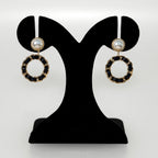 Black On Gold Dangling Earrings Nestasia