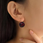 Abstract Patterned Maroon Bead Earrings Nestasia