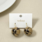 Black Patterned Brown Bead Earrings Nestasia