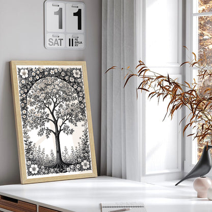 Black and White Floral Art Paintings, Painting For Wall Living Room, Set of 3 AXIII-47-VIN