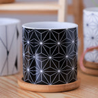 Ebony & Ivory Ceramic Planter With Coaster Set Of 8 Nestasia