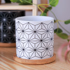 Ebony & Ivory Ceramic Planter With Coaster Set Of 8 Nestasia