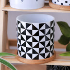 Ebony & Ivory Ceramic Planter With Coaster Set Of 8 Nestasia