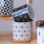 Ebony & Ivory Ceramic Planter With Coaster Set Of 8 Nestasia