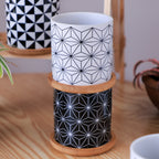 Ebony & Ivory Ceramic Planter With Coaster Set Of 8 Nestasia