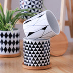 Ebony & Ivory Ceramic Planter With Coaster Set Of 8 Nestasia