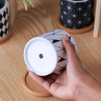 Ebony & Ivory Ceramic Planter With Coaster Set Of 8 Nestasia