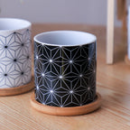 Ebony & Ivory Ceramic Planter With Coaster Set Of 8 Nestasia