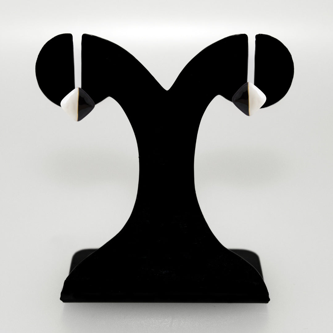 Black And White Square Studs Nestasia