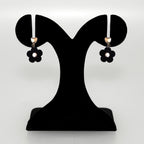 Black Flower Pearl Danglers Nestasia