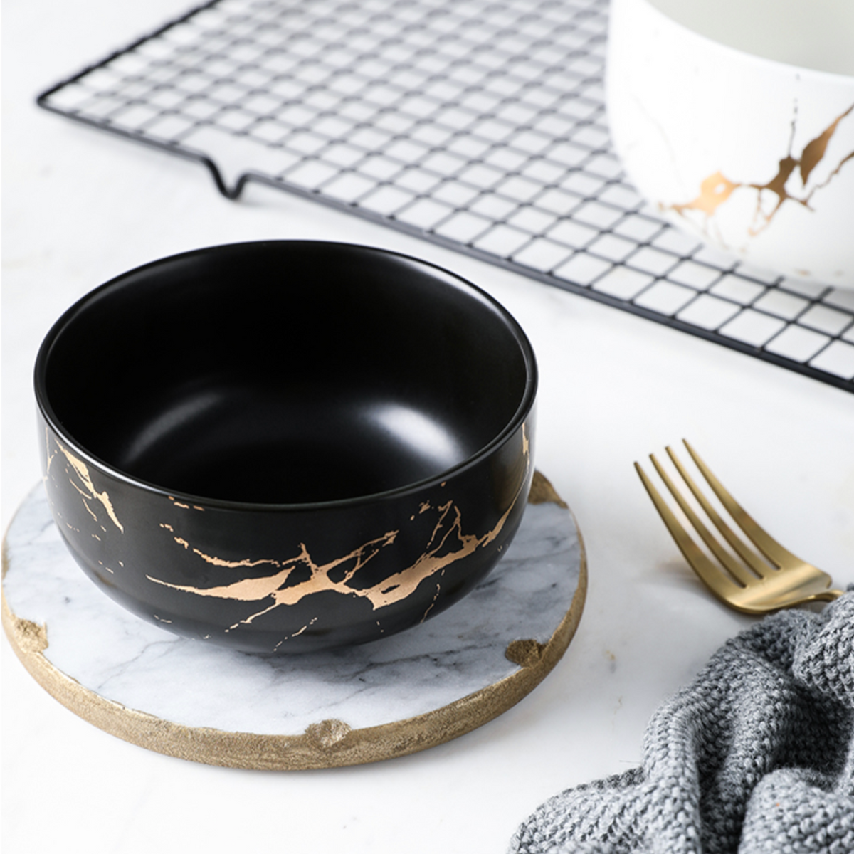 Black Marble Bowl 400 ml Nestasia