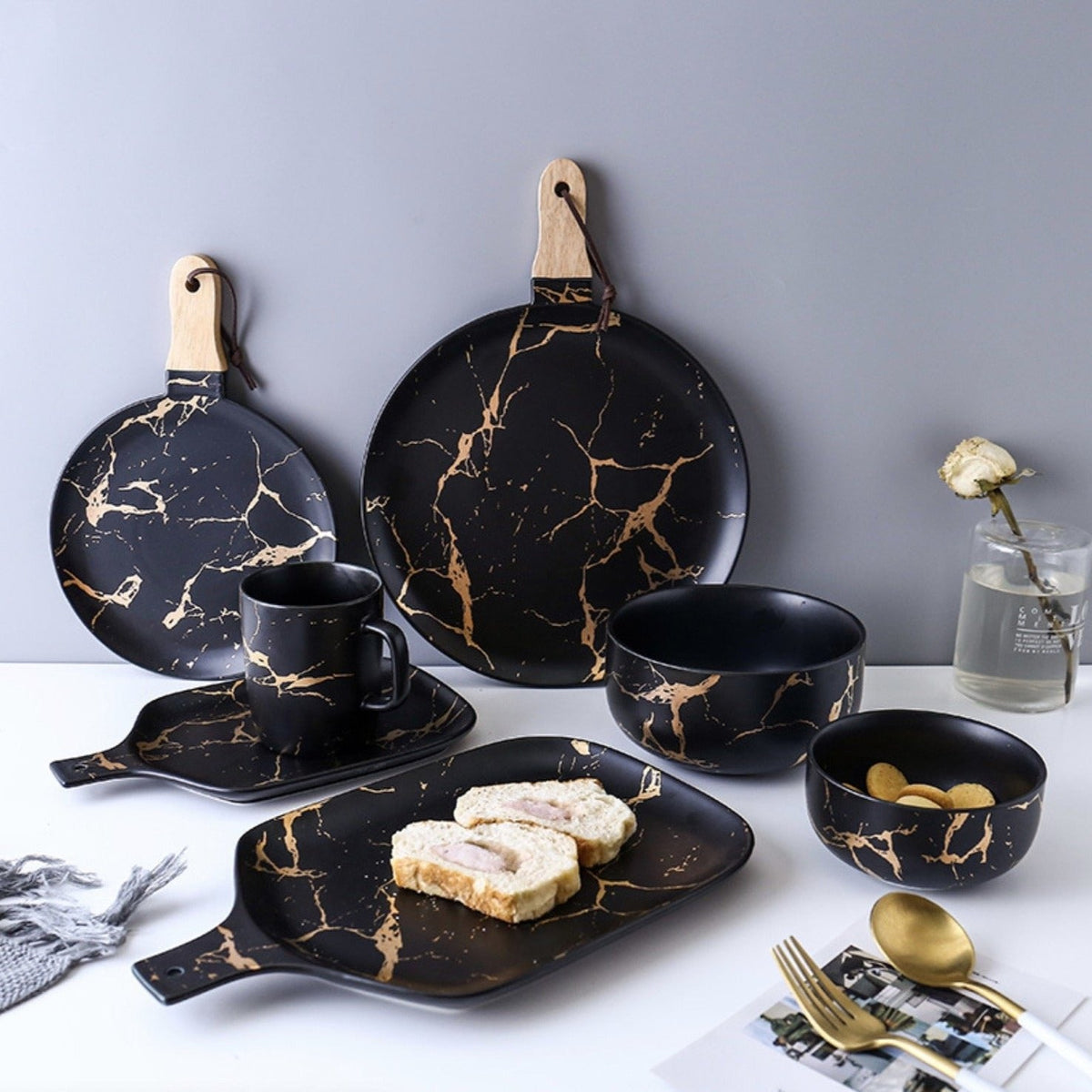 Black Marble Bowl 400 ml Nestasia