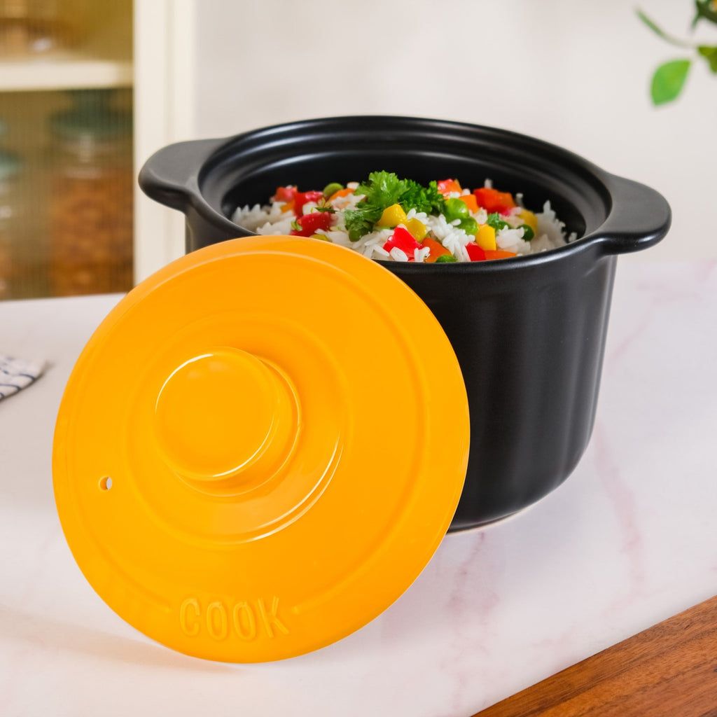 Ceramic Braising Cookpot With Orange Dome Lid 5500ml Nestasia