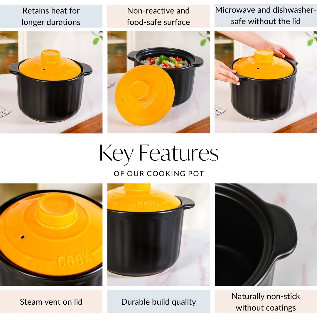 Ceramic Braising Cookpot With Orange Dome Lid 5500ml Nestasia